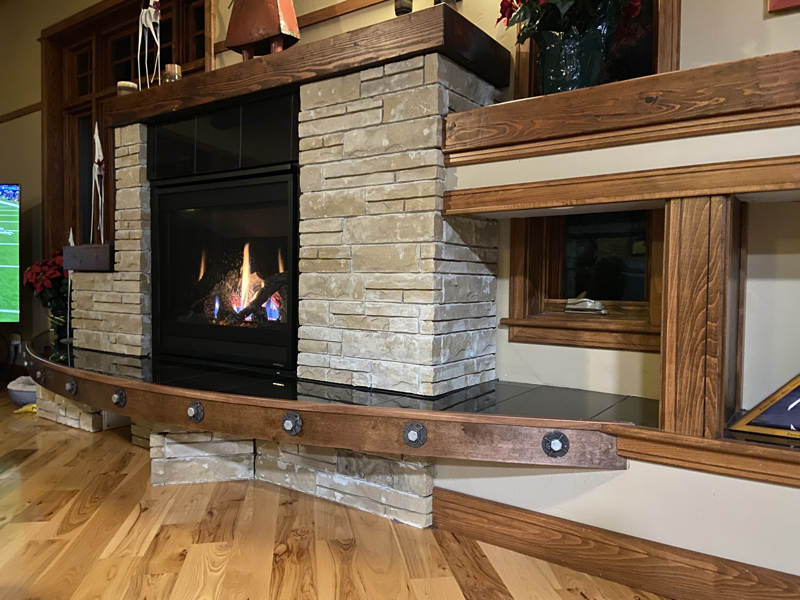 Stone fireplace custom interior